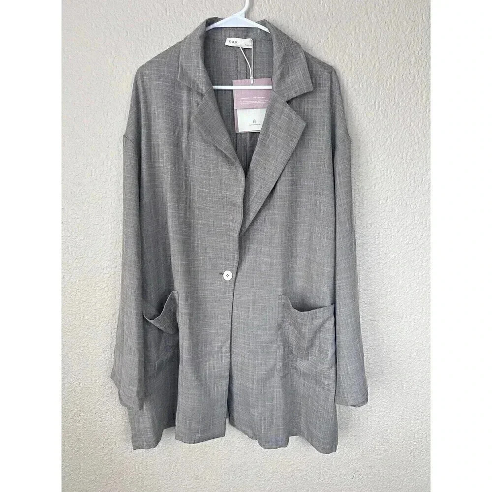 Nap Loungewear Womens Oversized One Button Blazer Size L Slouchy Loose Fit - Picture 1 of 16
